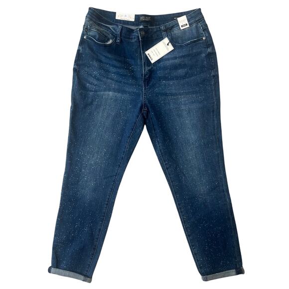 NWT Judy Blue Mid Rise Speckled Fit Stretchy Jeans Cuffed Normcore y2k 15/32 - Picture 1 of 8
